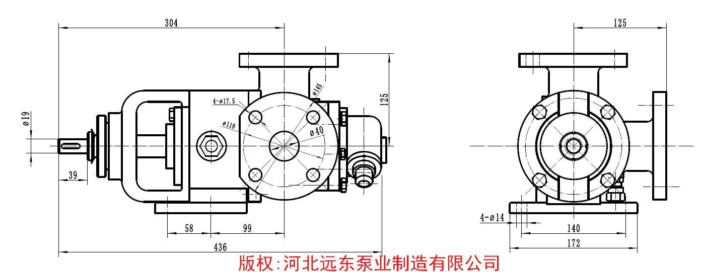 粘稠物料輸送泵NYP7轉(zhuǎn)子泵外形尺寸圖